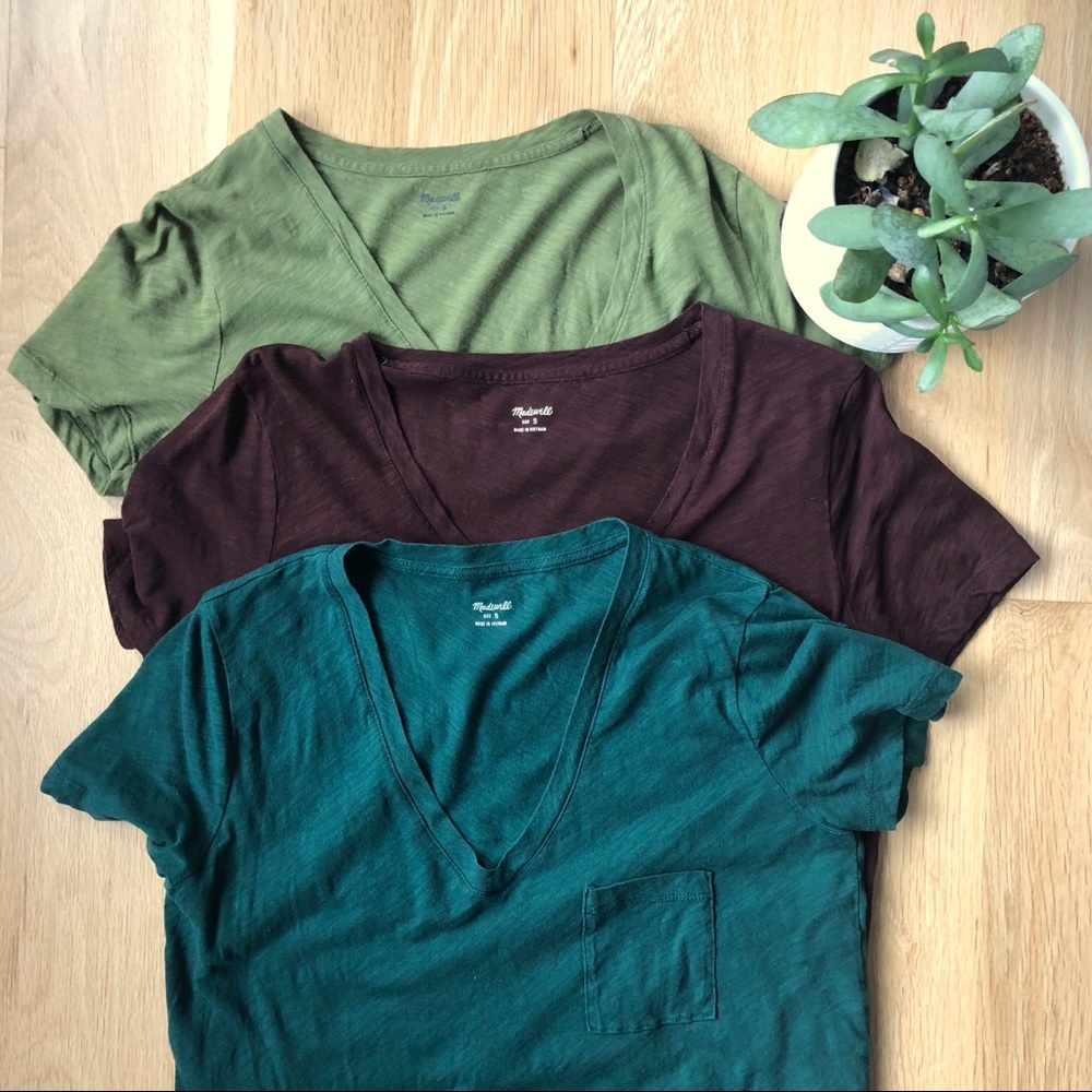3 Madewell Whisper Cotton V Neck Tees
